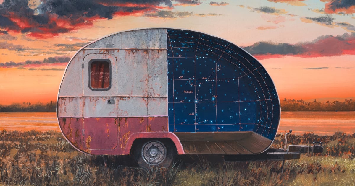 Abandoned Caravans and Castles House Mysterious Illuminated Portals in Andrew Mcintosh’s Paintings